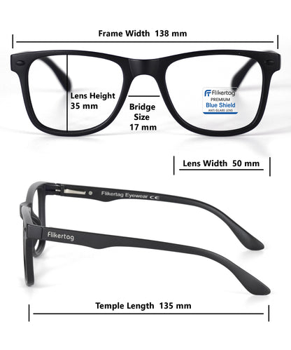 Photochromic Computer Glasses for Eye Protection | Zero Power Blue Cut, Photochromic Glasses With UV Protection for Men & Women [PHFTF115 F1 Wayfarer Matte Black Frame, 50mm]