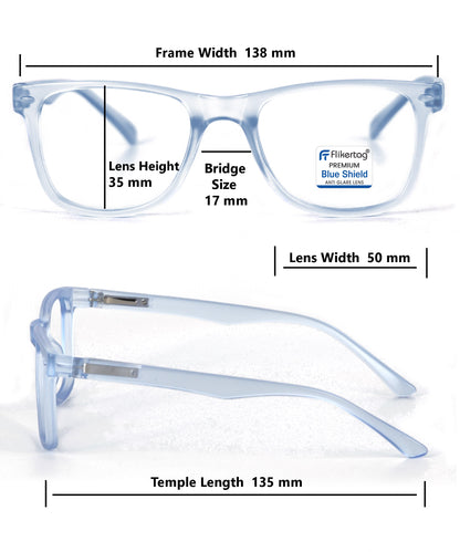 Blue Cut Computer Glasses for Eye Protection | Zero Power Blue Light Filter Glasses With UV Protection for Men & Women [FTF115 F4 Wayfarer Water Blue Frame, 50mm]