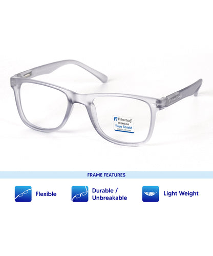 Blue Cut Computer Glasses for Eye Protection | Zero Power Blue Light Filter Glasses With UV Protection for Men & Women [FTF115 F6 Wayfarer Water Grey Frame, 50mm]