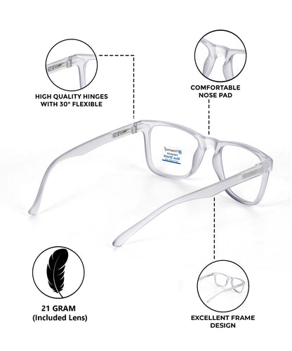 Blue Cut Computer Glasses for Eye Protection | Zero Power Blue Light Filter Glasses With UV Protection for Men & Women [FTF115 F6 Wayfarer Water Grey Frame, 50mm]