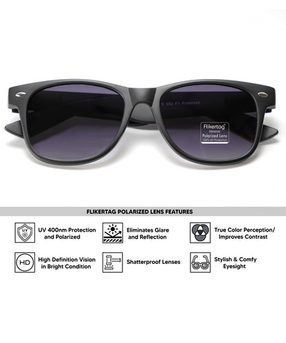 Polarized UV Protection Sunglasses For Men & Women [FTS 552 F1 Wayfarer Matte Black Frame with Grey Gradient Lens, 52mm]