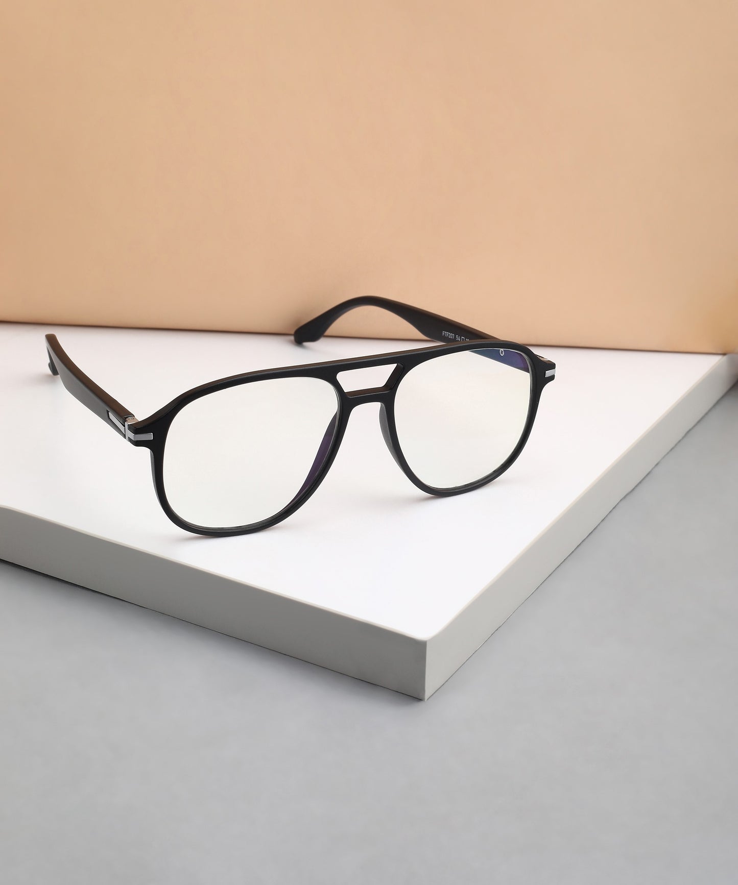 Blue Cut Computer Glasses for Eye Protection | Zero Power Blue Light Filter Glasses With UV Protection for Men [FTF207 F1 Aviator Matte Black Frame, 54mm]