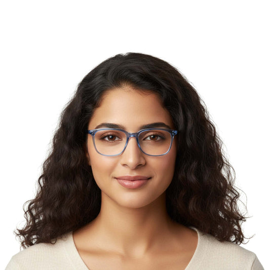 Blue Cut Computer Glasses for Eye Protection | Zero Power Blue Light Filter Glasses With UV Protection for Men & Women [FTF 233 F2 Retro Square Blue Frame, 53mm]