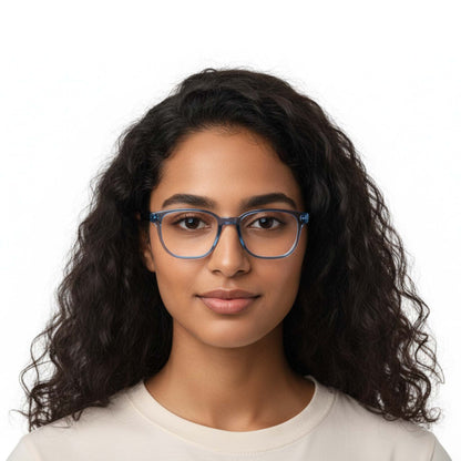Blue Cut Computer Glasses for Eye Protection | Zero Power Blue Light Filter Glasses With UV Protection for Men & Women [FTF231 F2 Wayfarer Blue Frame, 50mm]