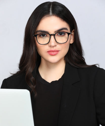 Blue Cut Computer Glasses for Eye Protection | Zero Power Blue Light Filter Glasses With UV Protection for Men & Women [FTF212 F1 Round Shine Black Frame, 49mm]