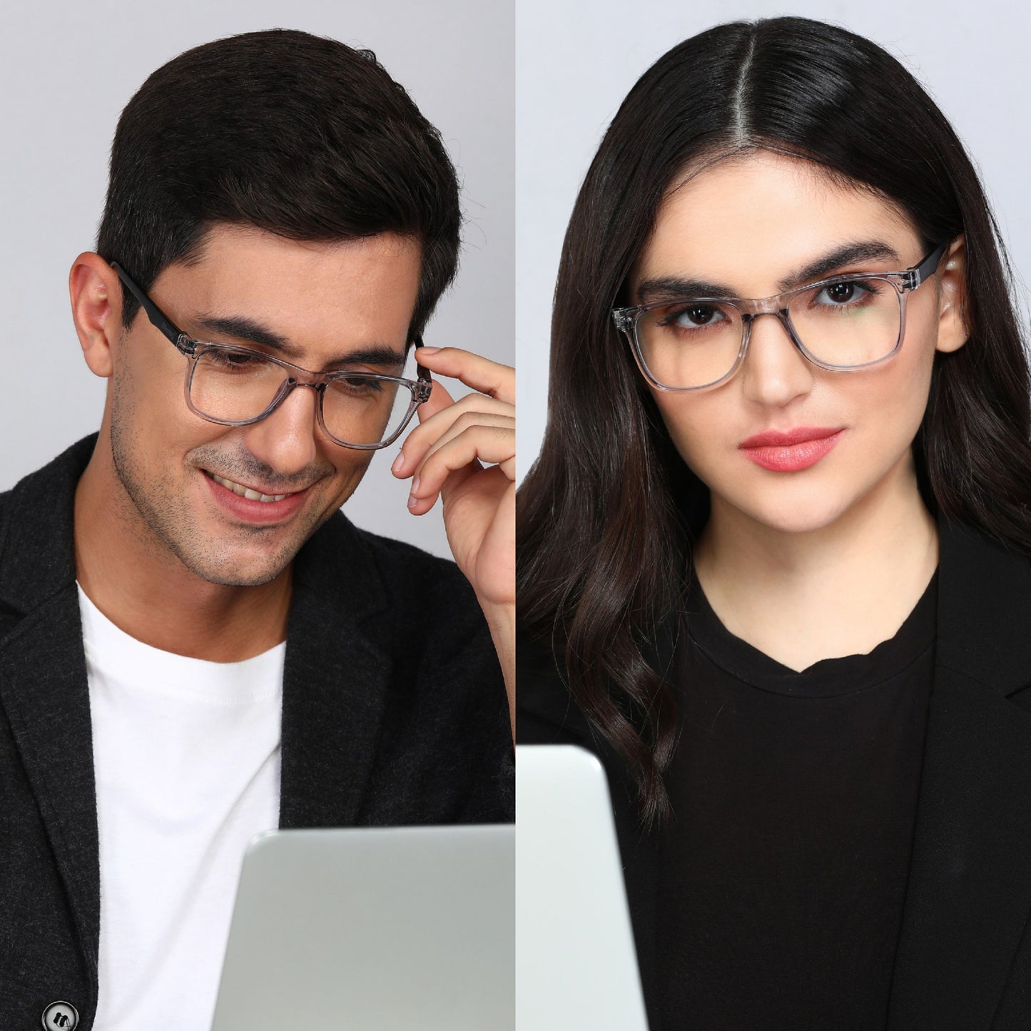 Photochromic Computer Glasses for Eye Protection | Zero Power Blue Cut, Photochromic Glasses With UV Protection for Men & Women [PHFTF115 F3 Wayfarer Shine Grey Frame, 50mm]