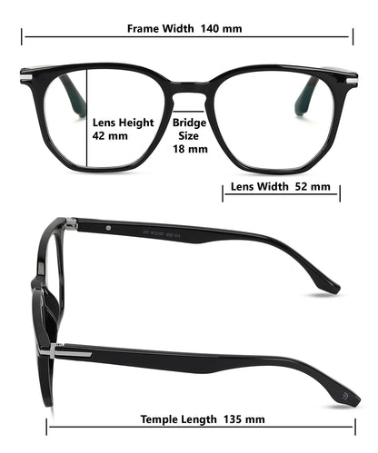 Flikertag Eye Glasses Frame For Men & Women [FTF205 F1 Wayfarer Shine Black Frame, 52mm]