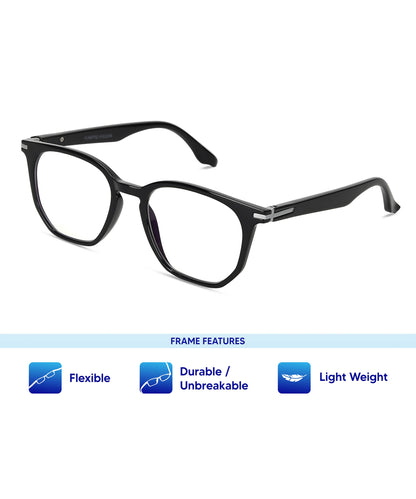 Flikertag Eye Glasses Frame For Men & Women [FTF205 F1 Wayfarer Shine Black Frame, 52mm]