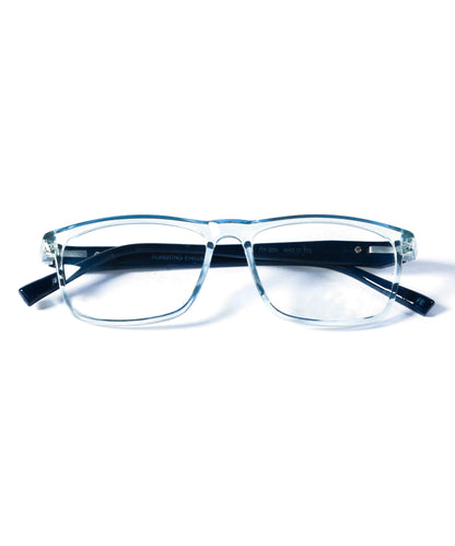Flikertag Eye Glasses Frame For Men & Women [FTF206 F2 Rectangle Shine Water Blue Frame, 50mm]