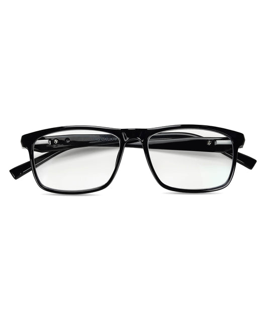 Flikertag Eye Glasses Frame For Men & Women [FTF206 F1 Rectangle Shine Black Frame, 50mm]
