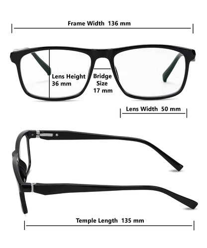 Flikertag Eye Glasses Frame For Men & Women [FTF206 F1 Rectangle Shine Black Frame, 50mm]