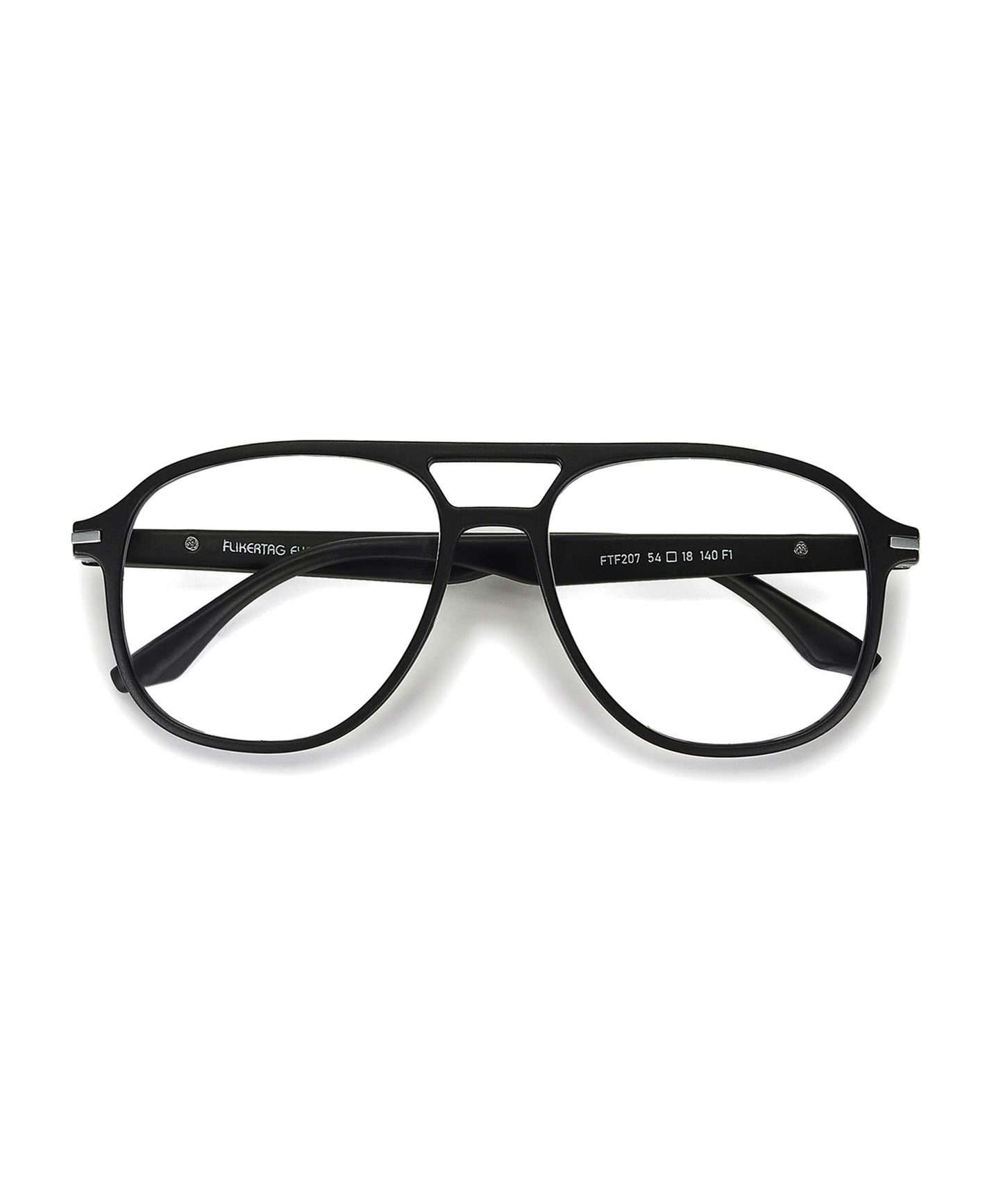 Flikertag Eye Glasses Frame For Men & Women [FTF207 F1 Aviator Matte Black Frame, 54mm]
