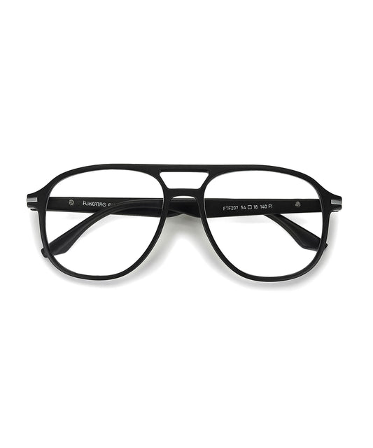 Flikertag Eye Glasses Frame For Men & Women [FTF207 F1 Aviator Matte Black Frame, 54mm]
