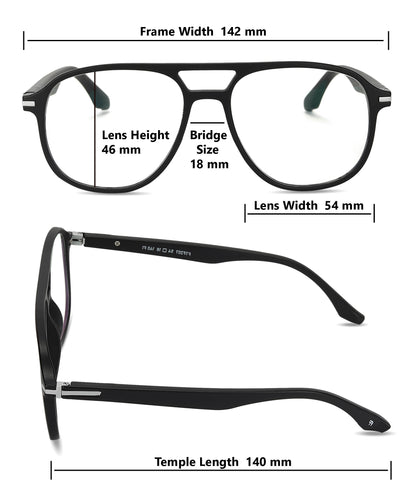 Flikertag Eye Glasses Frame For Men & Women [FTF207 F1 Aviator Matte Black Frame, 54mm]