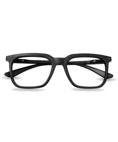 Flikertag Eye Glasses Frame For Men & Women [FTF208 F1 Square Matte Black Frame, 52mm]