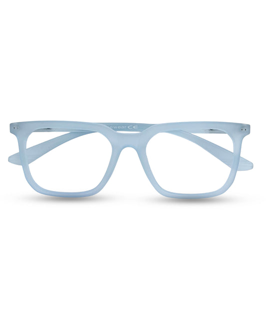 Flikertag Eye Glasses Frame For Men & Women [FTF208 F3 Square Transparent Water Blue Frame, 52mm]