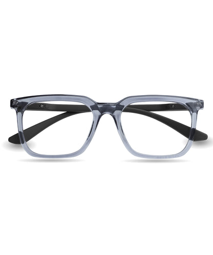 Flikertag Eye Glasses Frame For Men & Women [FTF208 F4 Square Shine Grey Frame, 52mm]