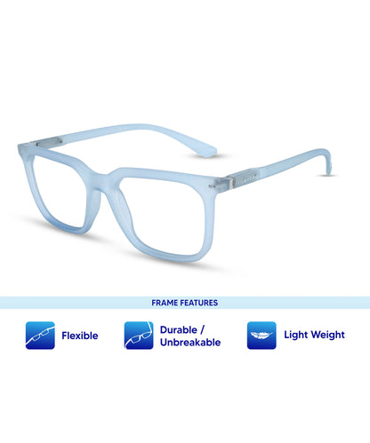 Flikertag Eye Glasses Frame For Men & Women [FTF208 F3 Square Transparent Water Blue Frame, 52mm]