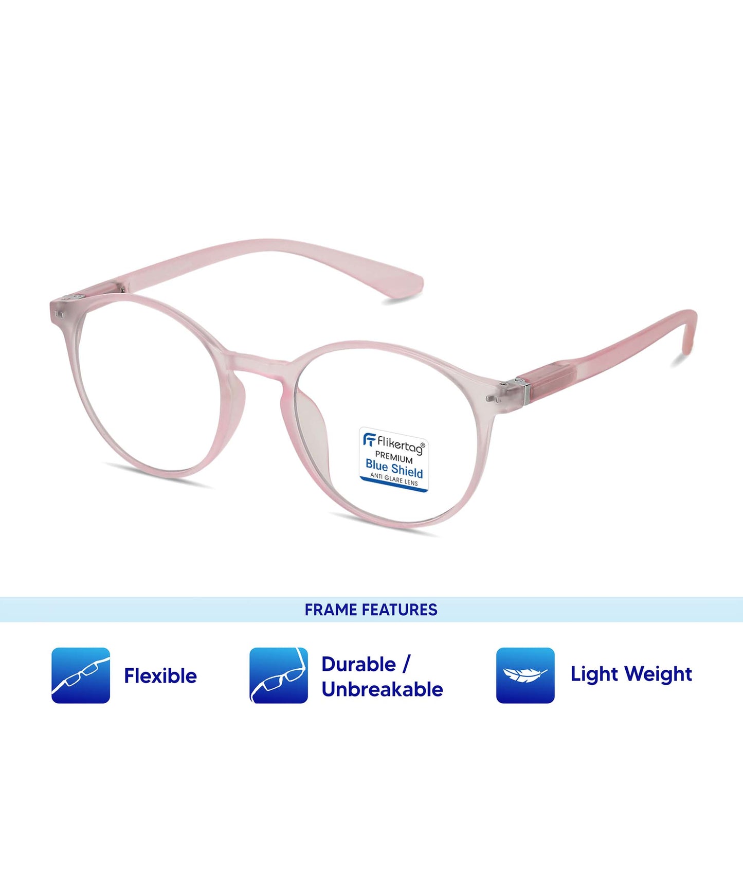 Blue Cut Computer Glasses for Eye Protection | Zero Power Blue Light Filter Glasses With UV Protection for Women [FTF210 F2 Round Transparent Pink Frame, 49mm]