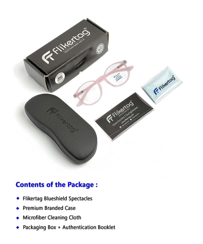 Blue Cut Computer Glasses for Eye Protection | Zero Power Blue Light Filter Glasses With UV Protection for Women [FTF210 F2 Round Transparent Pink Frame, 49mm]