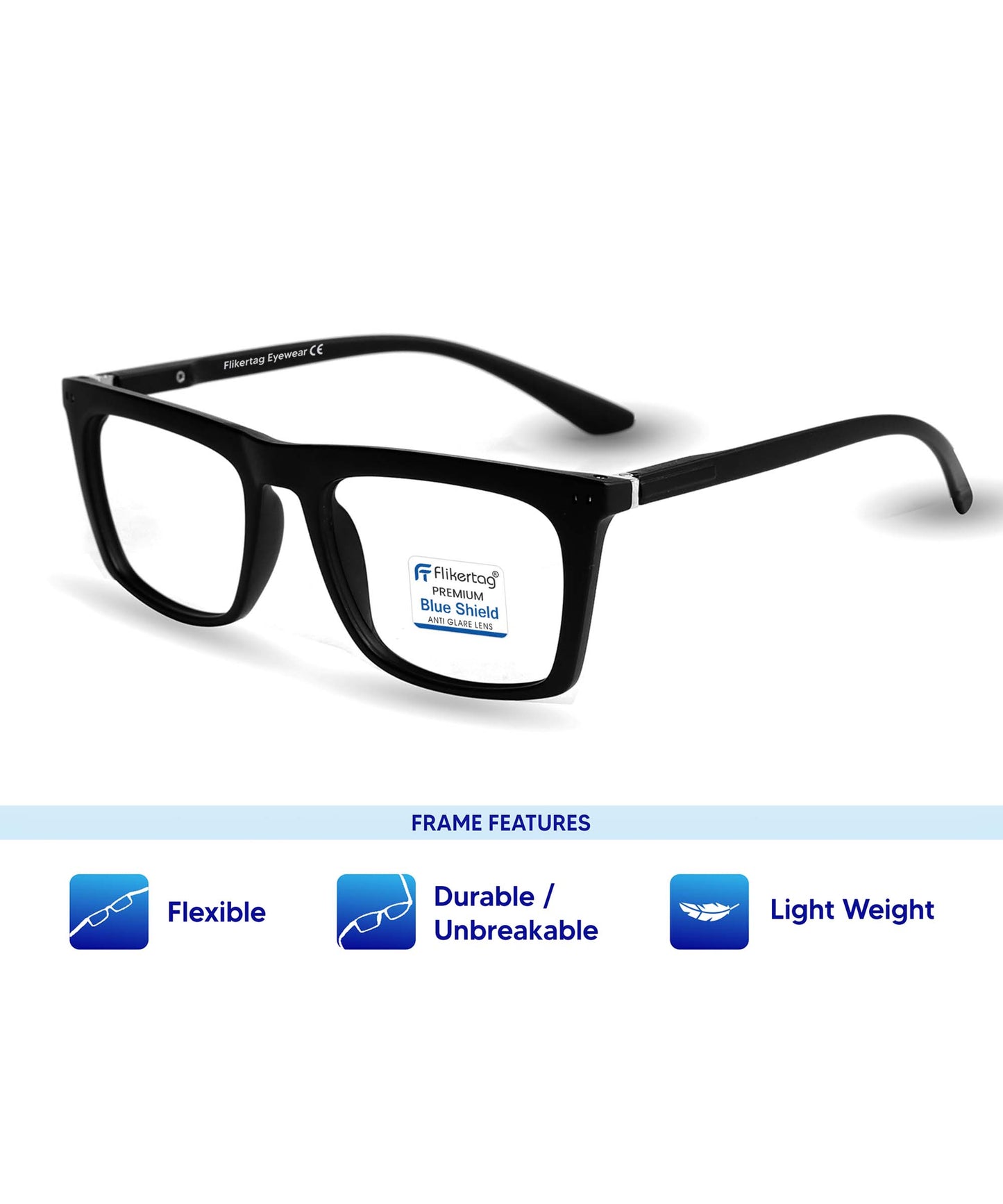 Blue Cut Computer Glasses for Eye Protection | Zero Power Blue Light Filter Glasses With UV Protection for Men & Women [FTF214 F1 Retro Square Matte Black Frame, 51mm]