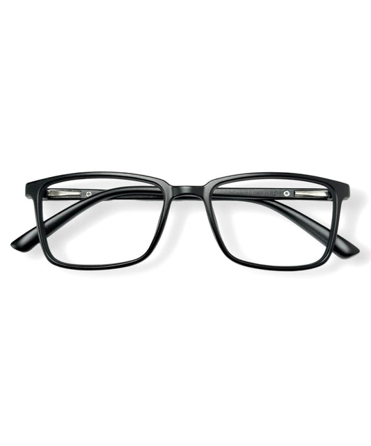 Flikertag Eye Glasses Frame For Men & Women [FTF221 F1 Rectangle Matte Black Frame, 50mm]