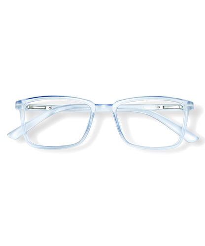 Flikertag Eye Glasses Frame For Men & Women [FTF221 F2 Rectangle Water Blue Frame, 50mm]