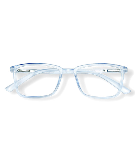 Flikertag Eye Glasses Frame For Men & Women [FTF221 F2 Rectangle Water Blue Frame, 50mm]