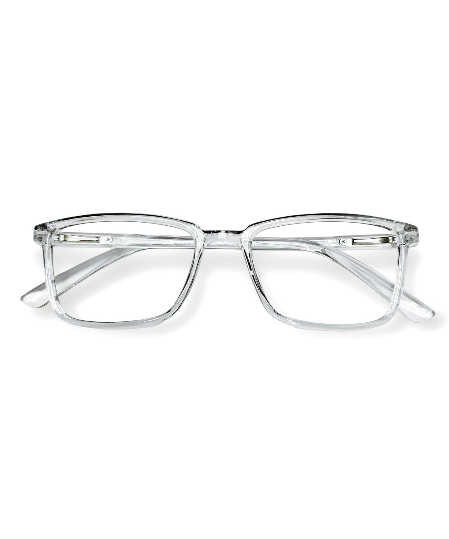 Flikertag Eye Glasses Frame For Men & Women [FTF221 F3 Rectangle Transparent Grey Frame, 50mm]
