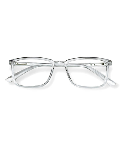 Flikertag Eye Glasses Frame For Men & Women [FTF221 F3 Rectangle Transparent Grey Frame, 50mm]