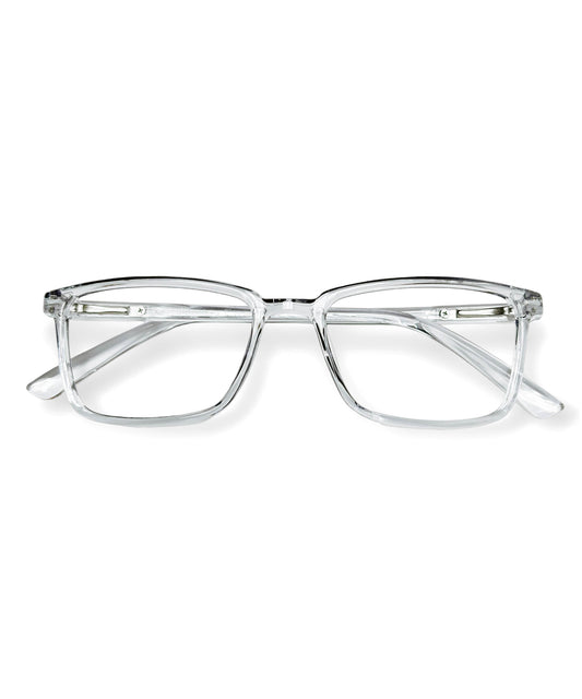 Flikertag Eye Glasses Frame For Men & Women [FTF221 F3 Rectangle Transparent Grey Frame, 50mm]