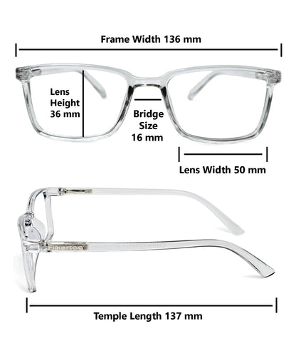 Flikertag Eye Glasses Frame For Men & Women [FTF221 F3 Rectangle Transparent Grey Frame, 50mm]