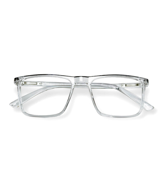 Flikertag Eye Glasses Frame For Men & Women [FTF222 F3 Square Transparent Grey Frame, 50mm]