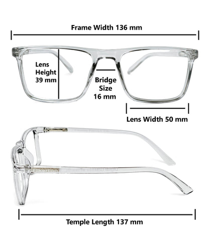 Flikertag Eye Glasses Frame For Men & Women [FTF222 F3 Square Transparent Grey Frame, 50mm]