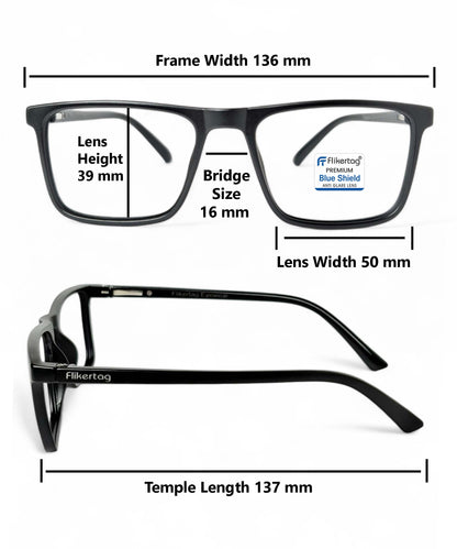 Blue Cut Computer Glasses for Eye Protection | Zero Power Blue Light Filter Glasses With UV Protection for Men & Women [FTF222 F1 Square Matte Black Frame, 50mm]