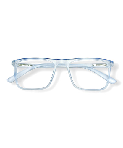 Flikertag Eye Glasses Frame For Men & Women [FTF222 F2 Retro Square Water Blue Frame, 50mm]