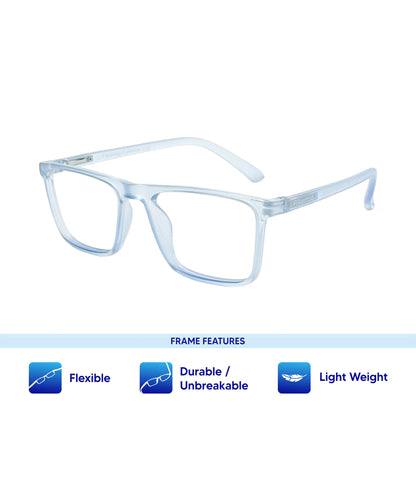 Flikertag Eye Glasses Frame For Men & Women [FTF222 F2 Retro Square Water Blue Frame, 50mm]