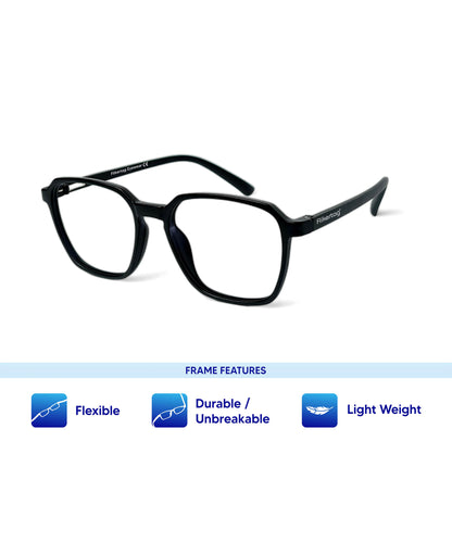Flikertag Eye Glasses Frame For Men & Women [FTF223 F1 Square Matte Black Frame, 52mm]
