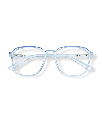 Flikertag Eye Glasses Frame For Men & Women [FTF223 F2 Square Water Blue Frame, 52mm]