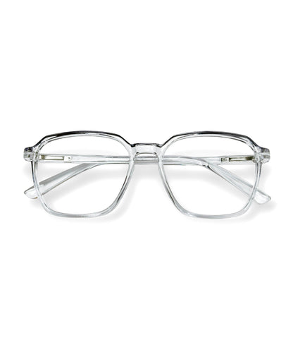 Flikertag Eye Glasses Frame For Men & Women [FTF223 F3 Square Transparent Grey Frame, 52mm]
