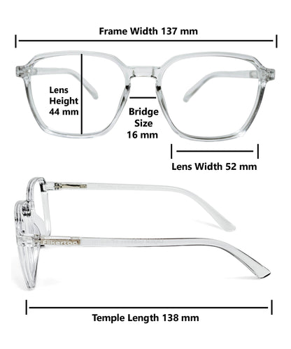 Flikertag Eye Glasses Frame For Men & Women [FTF223 F3 Square Transparent Grey Frame, 52mm]