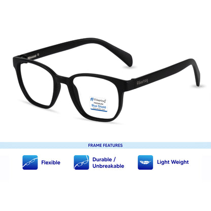 Blue Cut Computer Glasses for Eye Protection | Zero Power Blue Light Filter Glasses With UV Protection for Men & Women [FTF231 F1 Wayfarer Black Frame, 50mm]