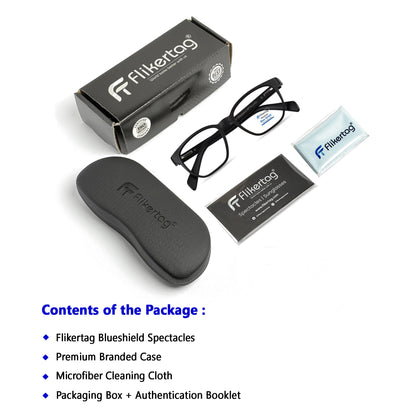 Blue Cut Computer Glasses for Eye Protection | Zero Power Blue Light Filter Glasses With UV Protection for Men & Women [FTF231 F1 Wayfarer Black Frame, 50mm]