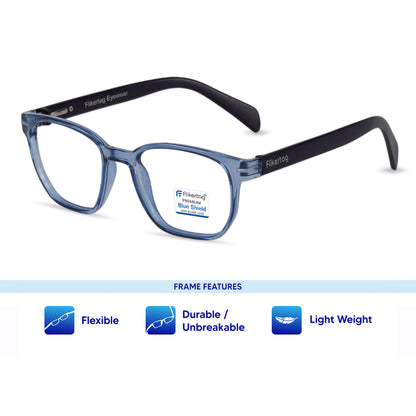 Blue Cut Computer Glasses for Eye Protection | Zero Power Blue Light Filter Glasses With UV Protection for Men & Women [FTF231 F2 Wayfarer Blue Frame, 50mm]