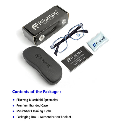 Blue Cut Computer Glasses for Eye Protection | Zero Power Blue Light Filter Glasses With UV Protection for Men & Women [FTF231 F2 Wayfarer Blue Frame, 50mm]