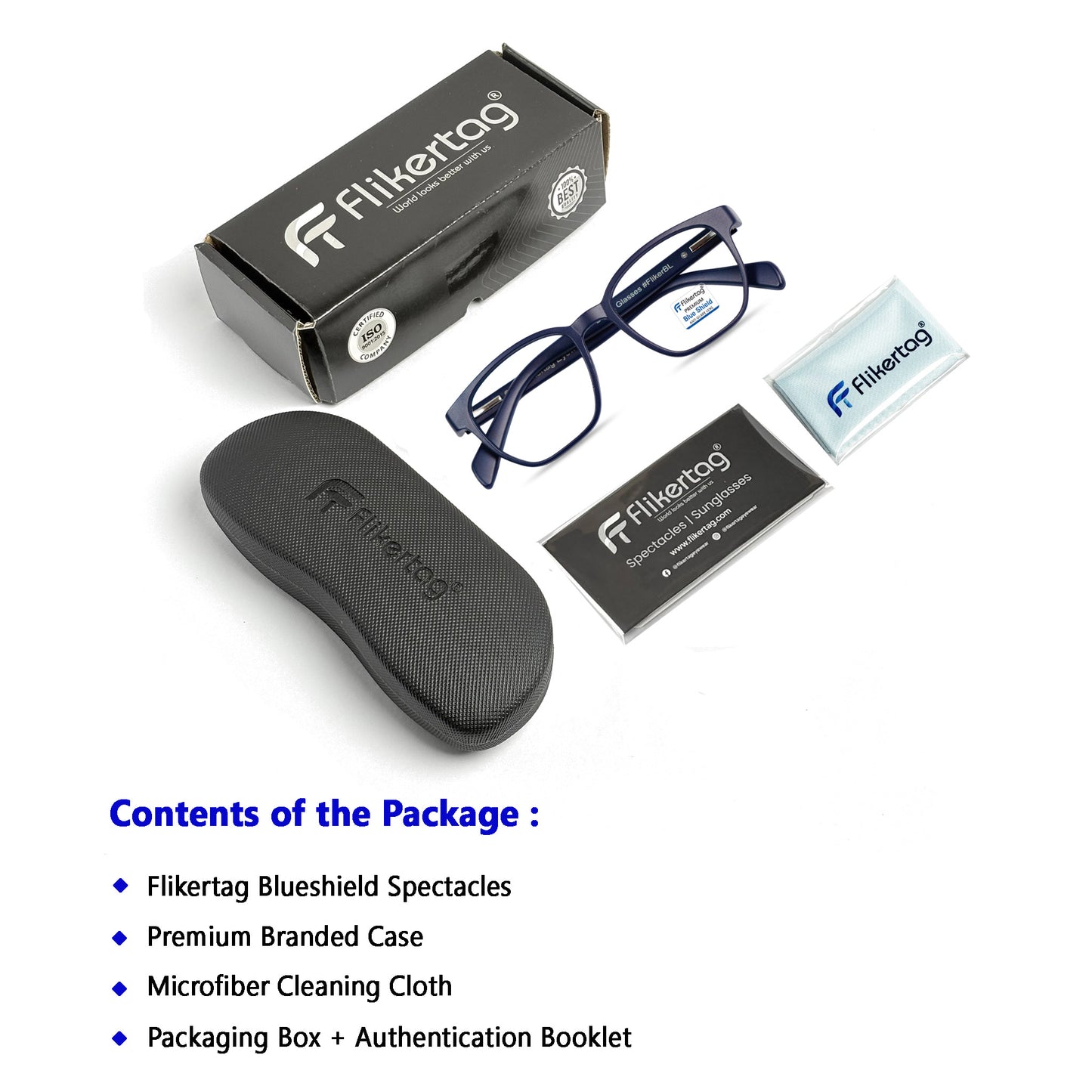 Blue Cut Computer Glasses for Eye Protection | Zero Power Blue Light Filter Glasses With UV Protection for Men & Women [FTF231 F3 Wayfarer Navy Blue Frame, 50mm]