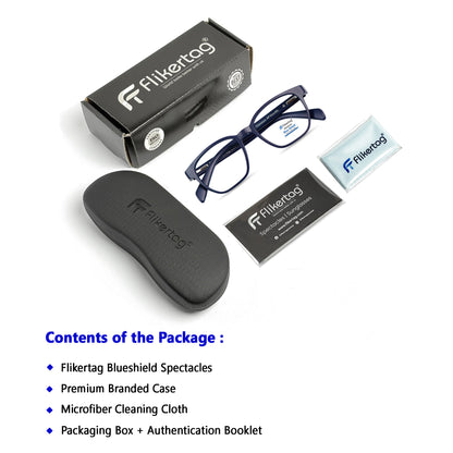 Blue Cut Computer Glasses for Eye Protection | Zero Power Blue Light Filter Glasses With UV Protection for Men & Women [FTF231 F3 Wayfarer Navy Blue Frame, 50mm]