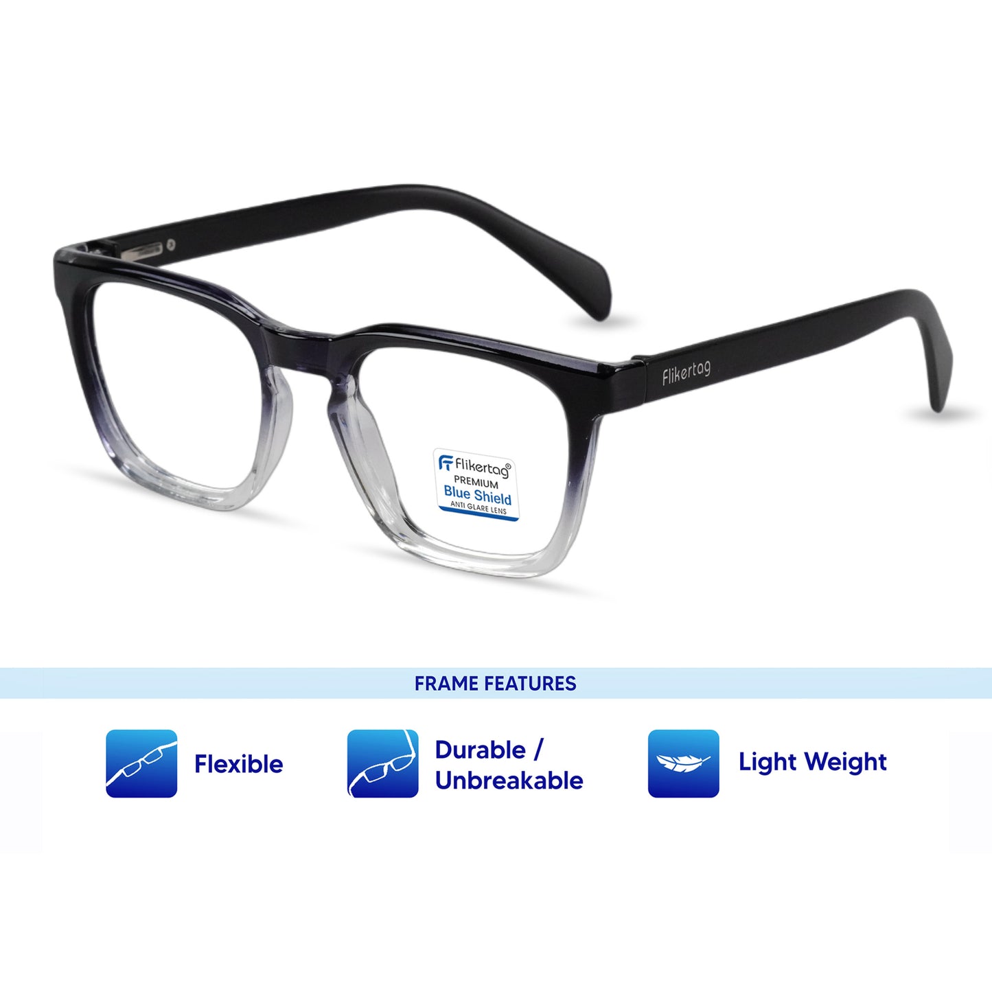 Blue Cut Computer Glasses for Eye Protection | Zero Power Blue Light Filter Glasses With UV Protection for Men & Women [FTF 232 F3 Retro Square Transparent Frame, 54mm]