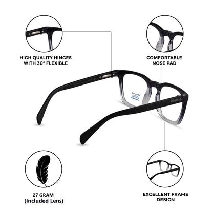 Blue Cut Computer Glasses for Eye Protection | Zero Power Blue Light Filter Glasses With UV Protection for Men & Women [FTF 232 F3 Retro Square Transparent Frame, 54mm]