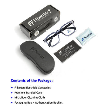 Blue Cut Computer Glasses for Eye Protection | Zero Power Blue Light Filter Glasses With UV Protection for Men & Women [FTF 232 F4 Retro Square Grey Frame, 54mm]